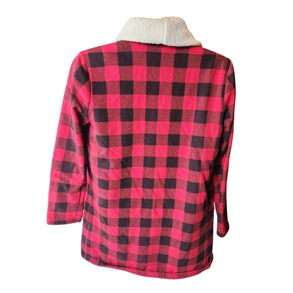 Eddie Bauer Buffalo Plaid Sherpa Lined Open Jacket Medium Cabin Flannel Shacket - Picture 7 of 11